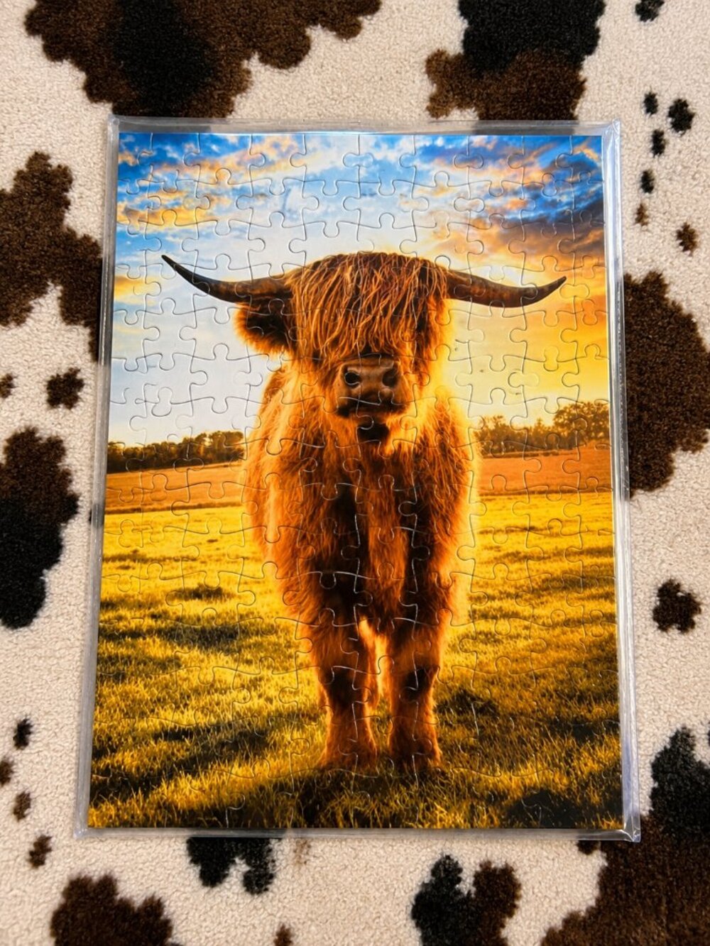 Brown Highland Cow 120 Piece Custom Handmade Jigsaw Puzzle